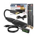 DEKODER TUNER TV DVB-T2 HEVC H.265 FULL HD MINI STICK PILOT BATERIE ZESTAW