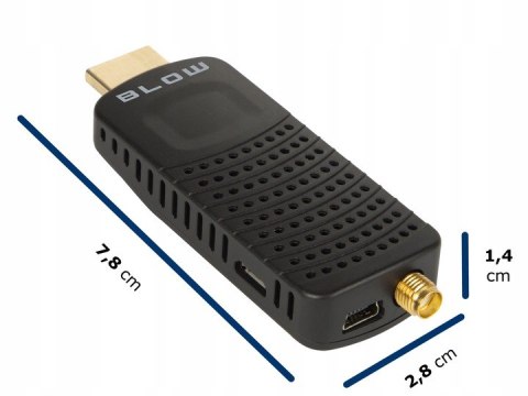 DEKODER TUNER TV DVB-T2 HEVC H.265 FULL HD MINI STICK PILOT BATERIE ZESTAW