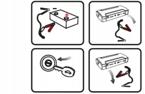 JUMP STARTER ROZRUCH BOOSTER POWERBANK LATARKA MŁOTEK KABLE ZESTAW 12800mAh