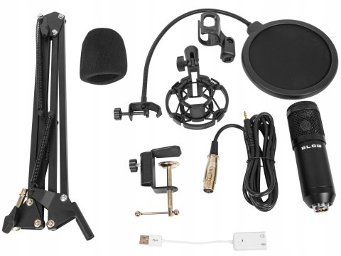 MIKROFON DO KOMPUTERA GAMINGOWY POJEMNOŚCIOWY STUDYJNY STATYW USB ZESTAW