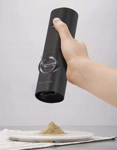 MŁYNEK DO PIEPRZU I SOLI PRZYPRAW ELEKTRYCZNY PODSTAWKA OKIENKO REGULACJA