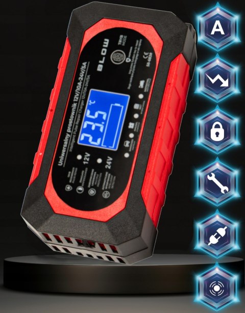 MOCNY PROSTOWNIK SAMOCHODOWY AUTOMATYCZNY NAPRAWA AKUMULATORÓW 24V 12V 10A