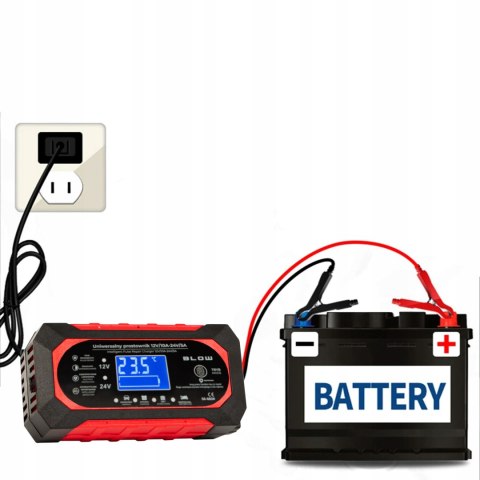 MOCNY PROSTOWNIK SAMOCHODOWY AUTOMATYCZNY NAPRAWA AKUMULATORÓW 24V 12V 10A