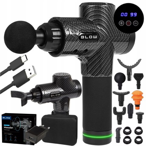 PISTOLET DO MASAŻU PLECÓW CIAŁA STÓP MASAŻER MASSAGE GUN PRO 10 KOŃCÓWEK
