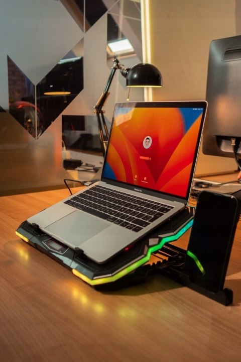 PODSTAWKA PODKŁADKA CHŁODZĄCA REGULOWANA 9-17'' LED RGB 2x USB POD LAPTOPA