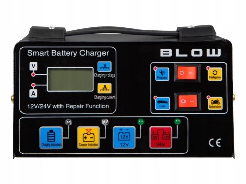 PROSTOWNIK SAMOCHODOWY AUTOMATYCZNY Z FUNKCJĄ NAPRAWY AKUMULATORÓW 12V 24V