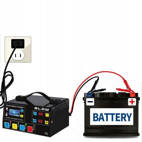 PROSTOWNIK SAMOCHODOWY AUTOMATYCZNY Z FUNKCJĄ NAPRAWY AKUMULATORÓW 12V 24V