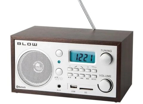 RADIO KUCHENNE BLUETOOTH PRZENOŚNE RETRO LCD ANTENA FM USB SD ZEGAR BUDZIK
