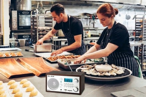 RADIO KUCHENNE BLUETOOTH PRZENOŚNE RETRO LCD ANTENA FM USB SD ZEGAR BUDZIK