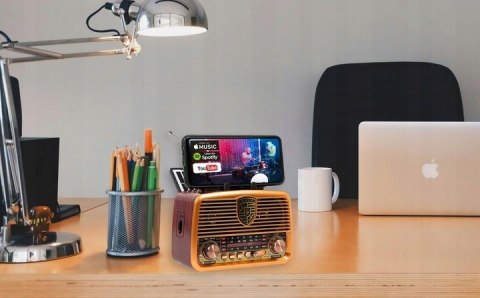 RADIO KUCHENNE PRZENOŚNE RETRO NA BATERIE SOLARNE BLUETOOTH ANTENA UCHWYT