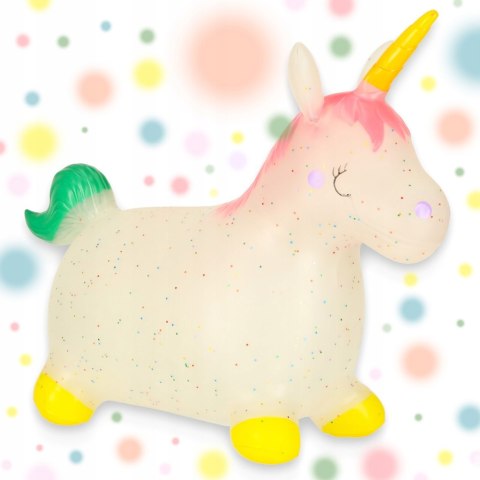 SKOCZEK GUMOWY DLA DZIECI JEDNOROŻEC DO SKAKANIA DMUCHANY Z POMPKĄ 47cm