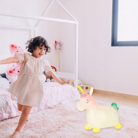 SKOCZEK GUMOWY DLA DZIECI JEDNOROŻEC DO SKAKANIA DMUCHANY Z POMPKĄ 47cm