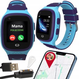 SMARTWATCH ZEGAREK DLA DZIECI SIM TELEFON WIDEOROZMOWY GPS SMS NIEBIESKI