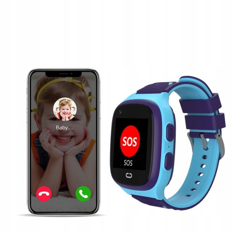 SMARTWATCH ZEGAREK DLA DZIECI SIM TELEFON WIDEOROZMOWY GPS SMS NIEBIESKI