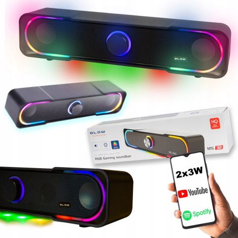 SOUNDBAR GŁOŚNIKI KOMPUTEROWE 2.0 DO KOMPUTERA LAPTOPA AUX LED USB