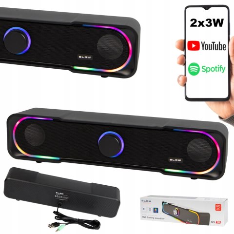 SOUNDBAR GŁOŚNIKI KOMPUTEROWE 2.0 DO KOMPUTERA LAPTOPA AUX LED USB