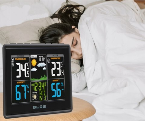 STACJA POGODY BEZPRZEWODOWA POGODOWA METEO TERMOMETR HIGROMETR BAROMETR LED