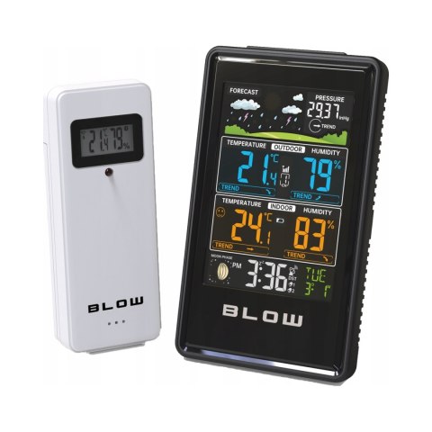 STACJA POGODY BEZPRZEWODOWA POGODOWA TERMOMETR HIGROMETR BAROMETR ZEGAR LED