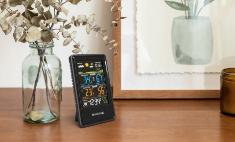 STACJA POGODY BEZPRZEWODOWA POGODOWA TERMOMETR HIGROMETR BAROMETR ZEGAR LED