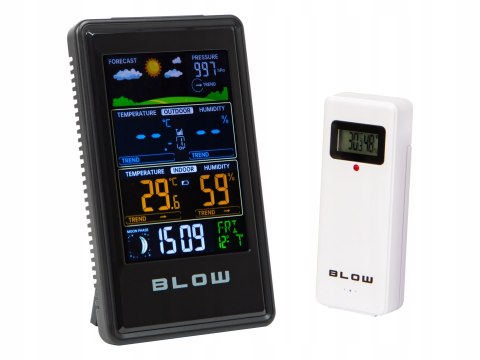 STACJA POGODY BEZPRZEWODOWA POGODOWA TERMOMETR HIGROMETR BAROMETR ZEGAR LED