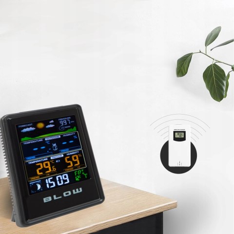 STACJA POGODY BEZPRZEWODOWA POGODOWA TERMOMETR HIGROMETR BAROMETR ZEGAR LED