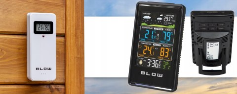 STACJA POGODY BEZPRZEWODOWA POGODOWA TERMOMETR HIGROMETR BAROMETR ZEGAR LED