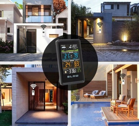 STACJA POGODY BEZPRZEWODOWA POGODOWA TERMOMETR HIGROMETR BAROMETR ZEGAR LED