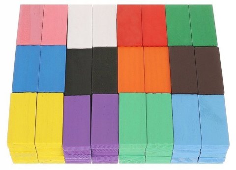 Drewniane Kolorowe Klocki Układanka Domino Duży Zestaw 1080el. Jakość