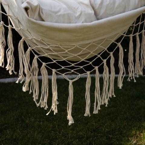 Fotel Wiszący Krzesło Brazylijskie Huśtawka Hamak Ogrodowy Poduszki Beżowe