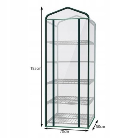 Mini Szklarnia Ogrodowa na Balkon Tunel Foliowy Półki 195x70x50cm
