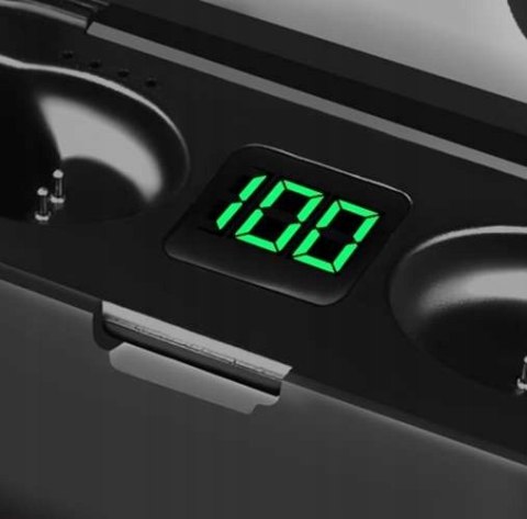 Słuchawki Bezprzewodowe Douszne Dotykowe Bluetooth Powerbank Etui Czarne