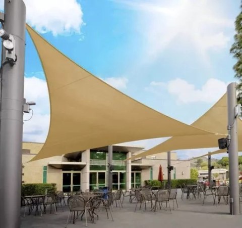 Zacieniacz Żagiel Przeciwsłoneczny Ogrodowy Wodoodporny 4x4x4 m Beż