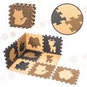Mata Edukacyjna Piankowe Puzzle 85x85 cm 9 elementów Brązowe